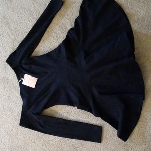 PEARL BY LELA ROSE PONTE OFF THE SHOULDER BLACK DRESS